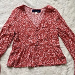 Flowy Blue Barn Orange sz L top